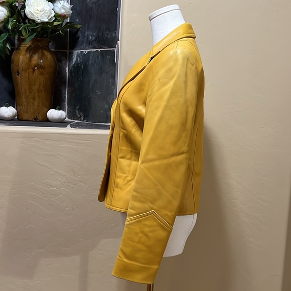 Parfait Leather Italy Yellow Leather Jacket Size Medium - Picture 5 of 16